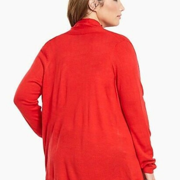 Torrid Womens Cardigan Plus Size 2X Red Draped Open Front  NWT - Picture 5 of 5